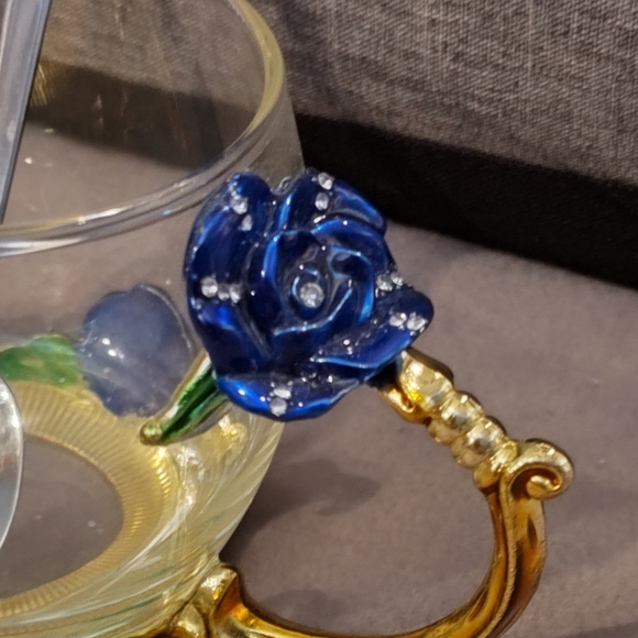 Vintage NEW Decorative Glass Mug & Spoon Set - Picture 3 of 10